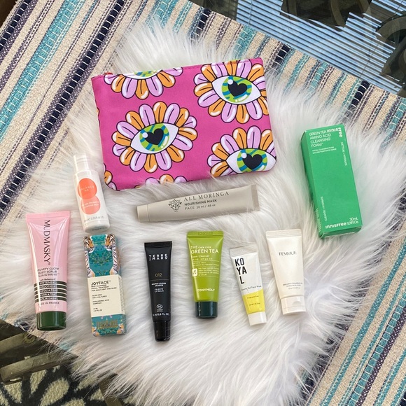 Other - Beauty bundle-Bright Pink Floral Eye-Graphic Cosmetic Pouch with 9 beauty items